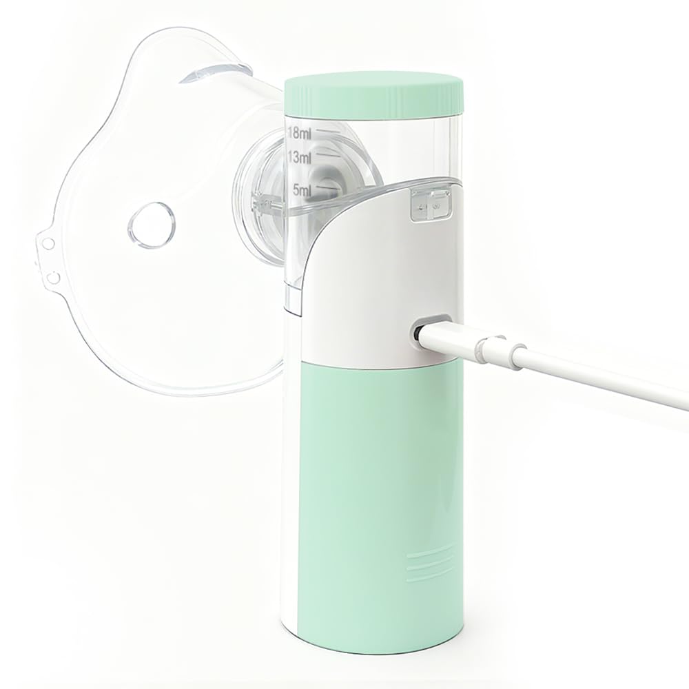 Aerosol Portatile Silenzioso, Macchina Aerosol Ricaricabile,Atomizzazione e assorbimento ad alta efficienza,Kit con 2 Maschere e 1 Boccaglio,per Adulti e Bambini