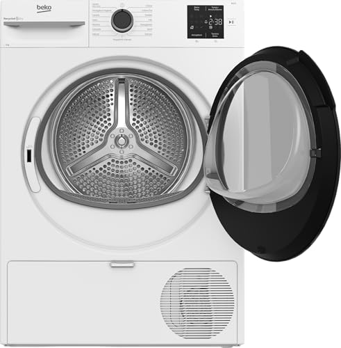 Beko BMTAM83EB Asciugatrice 8 Kg a Libera Installazione, Classe D, Display Digitale, 15 Programmi, Motore Garantito 10 Anni, Bianco con Oblò Nero