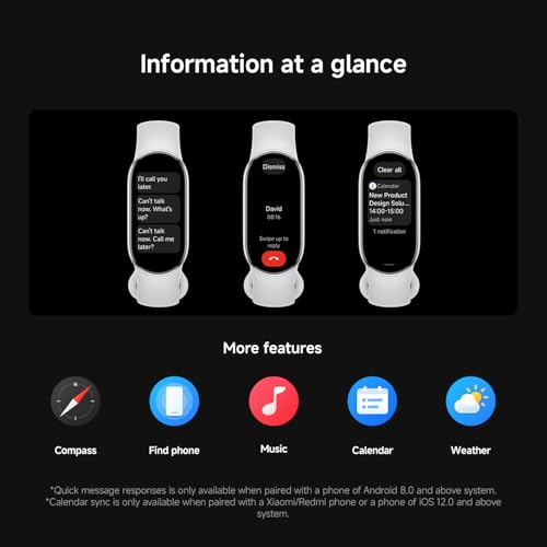 XIAOMI Smart Band 10 (Smart Watch, Fitness Tracker), display AMOLED 1.72'', autonomia fino a 21 giorni con ricarica rapida, monitoraggio accurato del benessere, Android & iOS, 5ATM, bussola