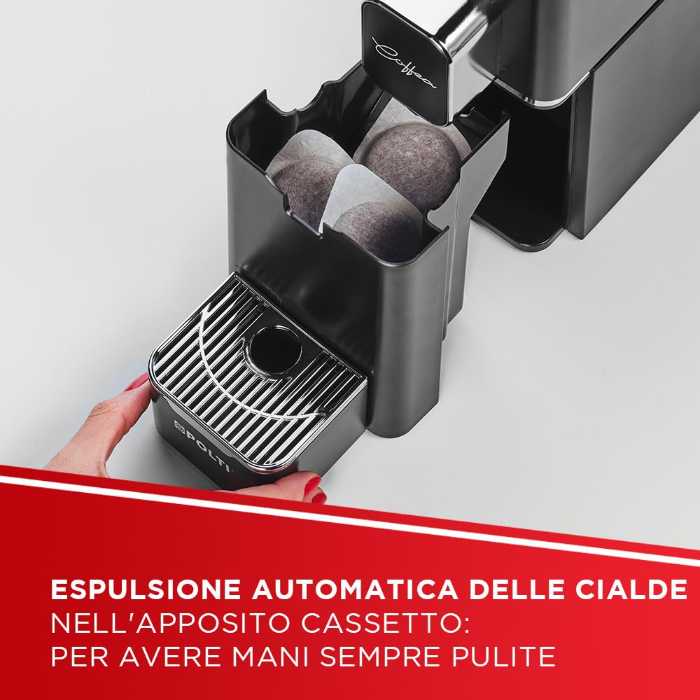 Polti Coffea S15B, Macchina per Caffè Espresso, Compatibile con Cialde E.S.E. 44 mm, Serbatoio 0.85L, Pressione Pompa 19 Bar, Nero