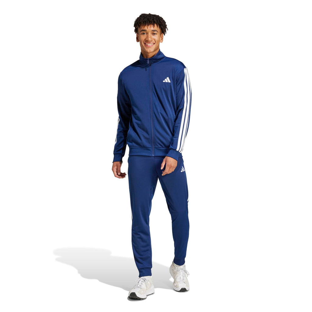 adidas Uomo Sportswear Basic 3 Stripes Tricot Tracksuit, Tuta da Allenamento, Blu (Dark Blue), M