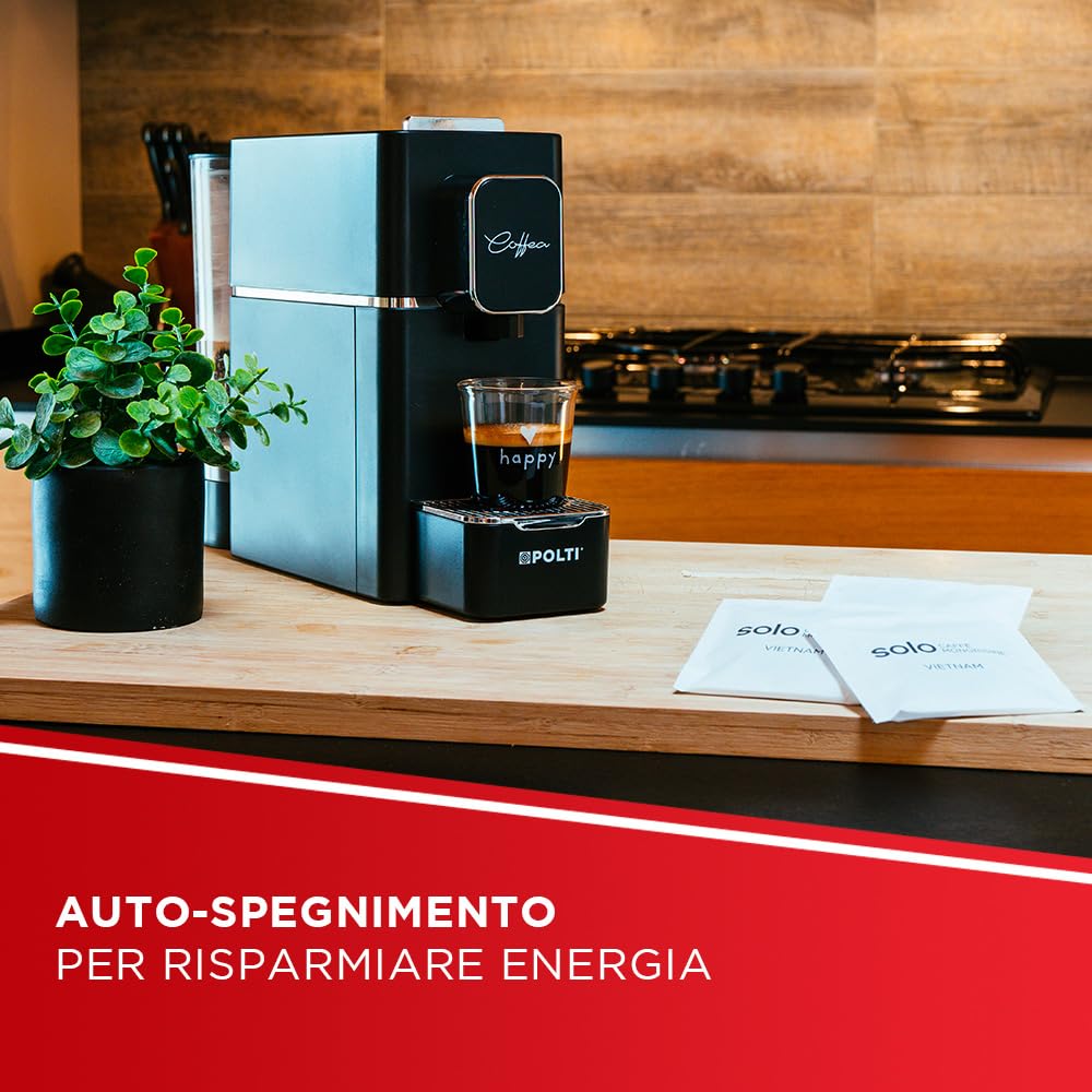 Polti Coffea S15B, Macchina per Caffè Espresso, Compatibile con Cialde E.S.E. 44 mm, Serbatoio 0.85L, Pressione Pompa 19 Bar, Nero