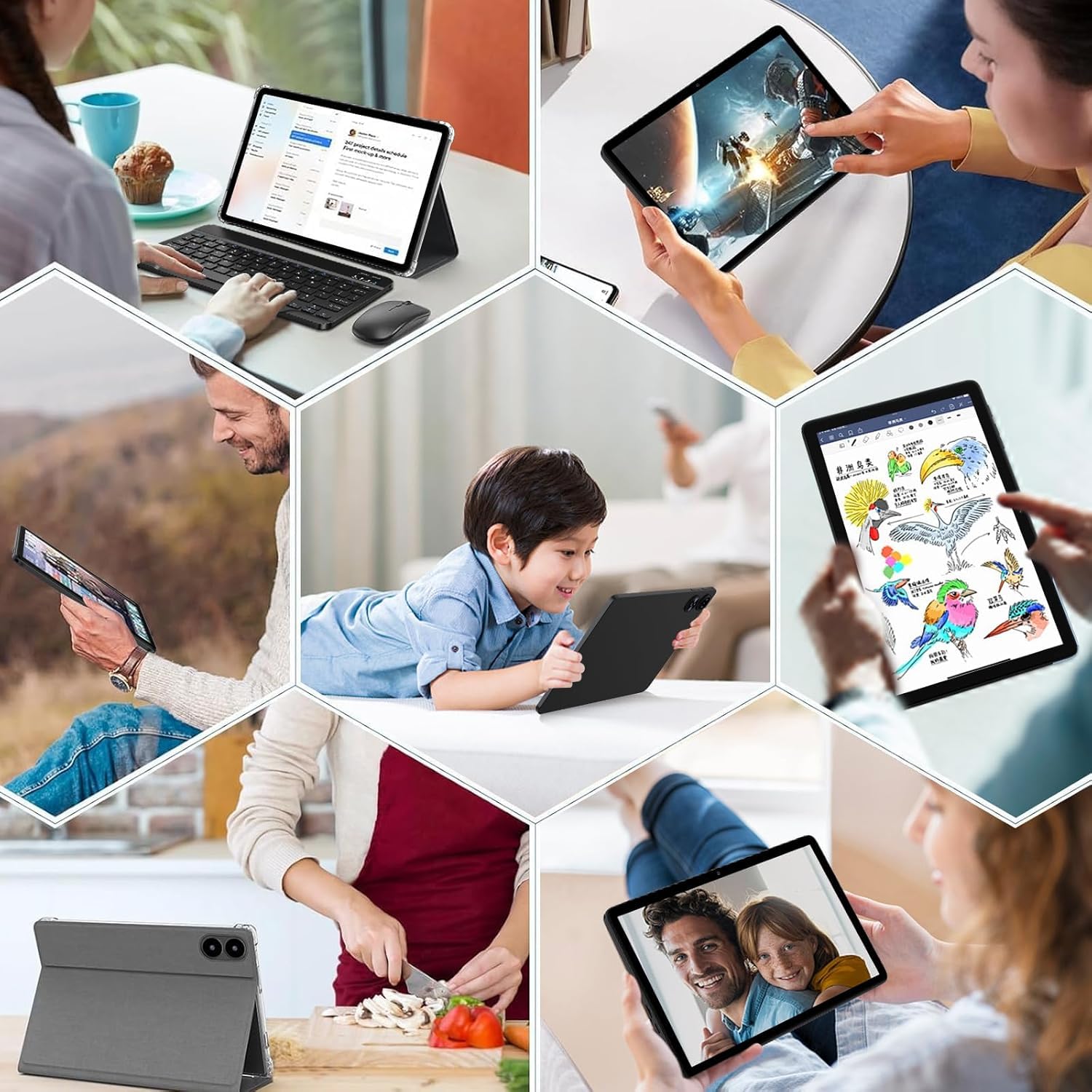 2026 Tablet 10 Pollici Android con Octa-Core 2.0 GHz, 22GB RAM + 128GB ROM (TF/2TB), Widevine L1, 5G WiFi 6, Bluetooth 5.0, 1280 * 800 FHD IPS, 8000mAh, GMS, Newest Tablet con Tastiera e Mouse - Nero