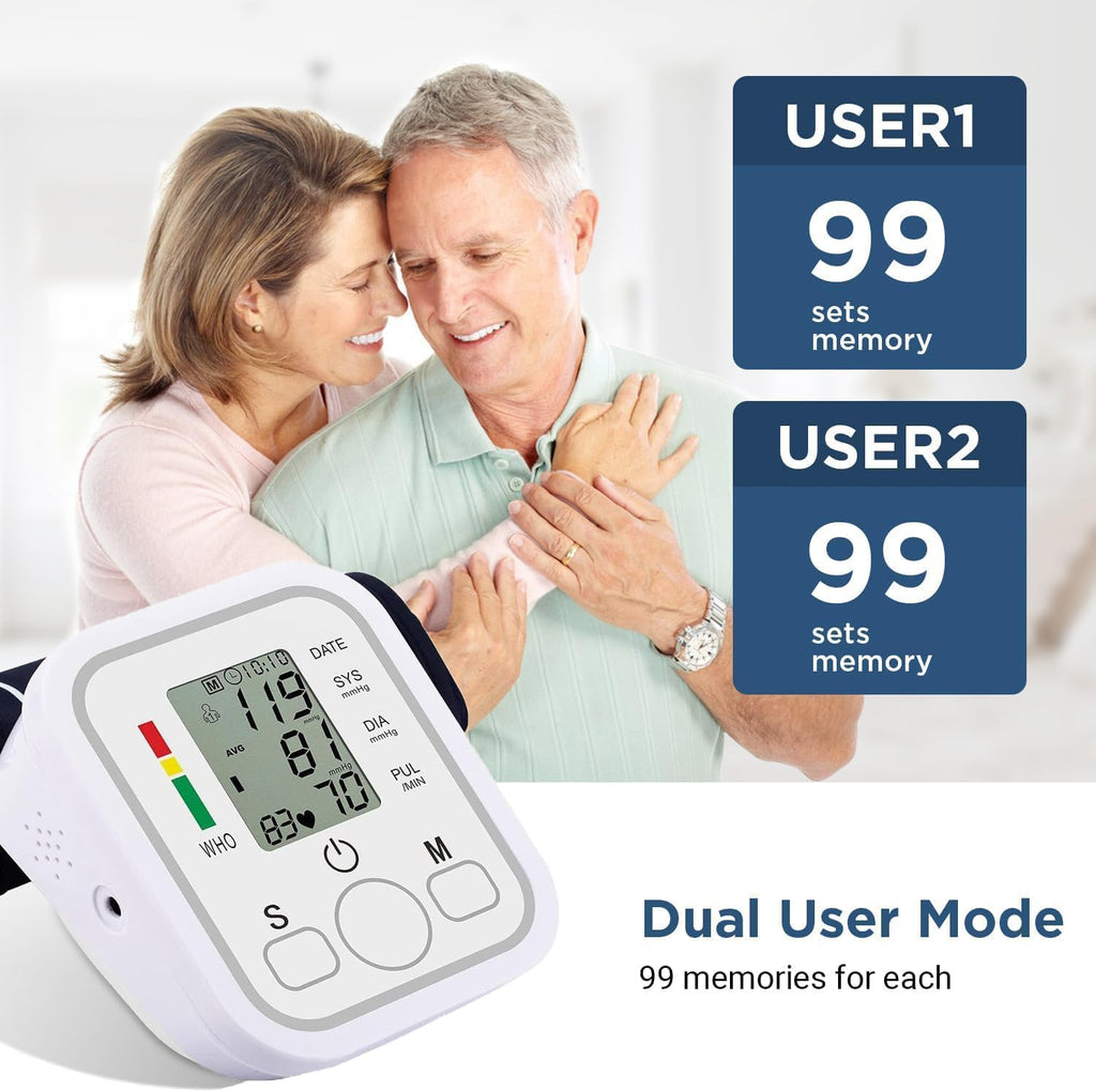 Misuratore di Pressione da Braccio, Misuratore di pressione Arteriosa con Bracciale (22-32cm) Digitale, Apparecchio Automatico per Misurare la Pressione Sanguigna a Casa, facile da usare e preciso