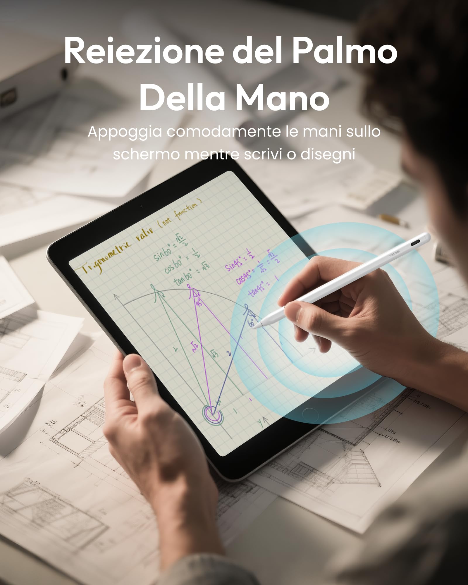 Metapen Penna A8 Compatibile con Apple iPad 2018-2025,Ricarica Rapida,Sensibile all'Inclinazione &Rifiuto del Palmo,Stylus Pencil per ipad 11 A16/10/9/8/7/6,Pro 11/12.9,Air 3/4/5/M2/M3,Mini 5/6-Bianco