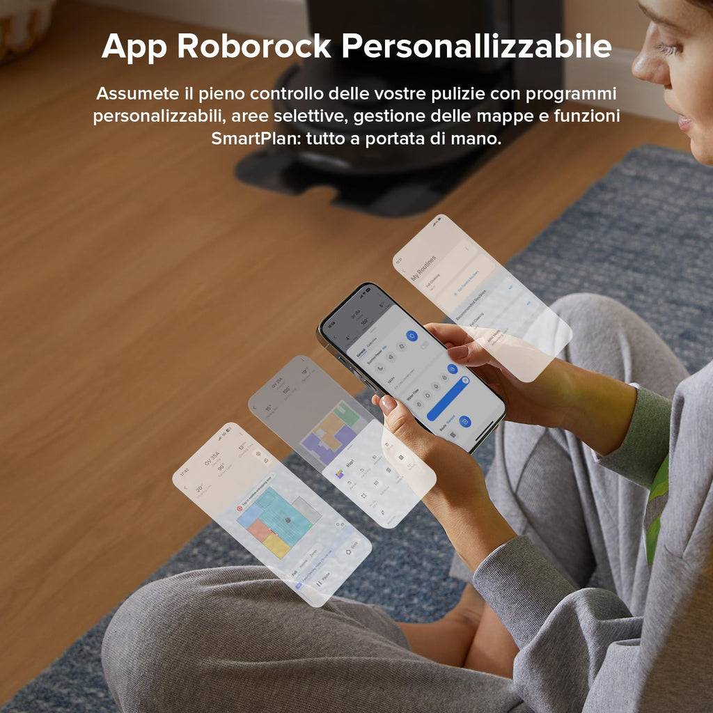 roborock QV 35A Robot Aspirapolvere, Antigroviglio, 8000Pa, Panno Sollevabile, Autolavaggio, Asciugatura ad Aria, Stazione Tutto in Uno, Evitare gli Ostacoli, Strategie di Pulizia dei Tappeti, Nero