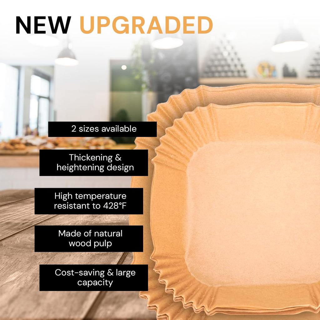 edihome, Carta Forno per Friggitrice ad Aria, BPA Free, Monouso, Adatto al Forno, da 5 a 8 litri (Quadrata, 20-24 cm)