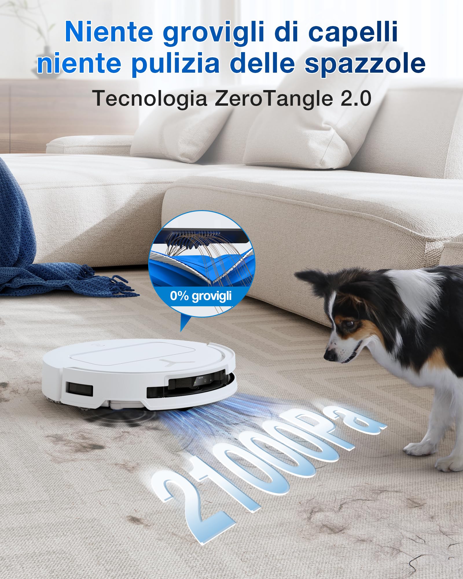 ECOVACS DEEBOT T50 PRO OMNI Gen2 Robot Aspirapolvere Lavapavimenti, (Migliorato da T30 PRO), 21000 Pa, Spazzola Laterale Estensibile e Lavapavimenti, Aggiunta Automatica Soluzione Detergente