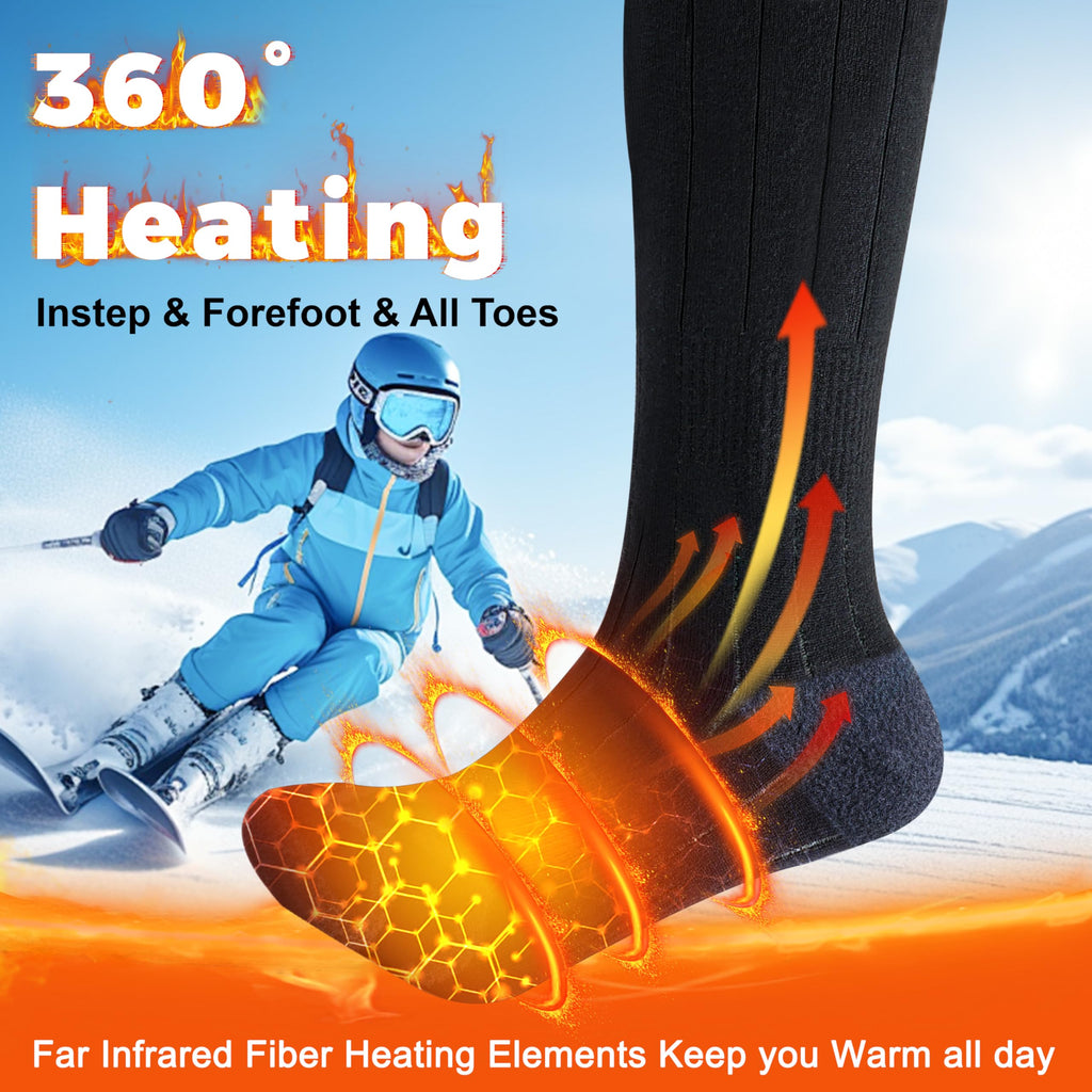 Calze Riscaldate Uomo Donna - 7.4V 3000mAh Calzini Riscaldati a Batteria, Controllo delle APP Calzini Riscaldanti per Inverno All'aperto
