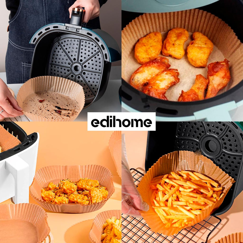 edihome, Carta Forno per Friggitrice ad Aria, BPA Free, Monouso, Adatto al Forno, da 5 a 8 litri (Quadrata, 20-24 cm)