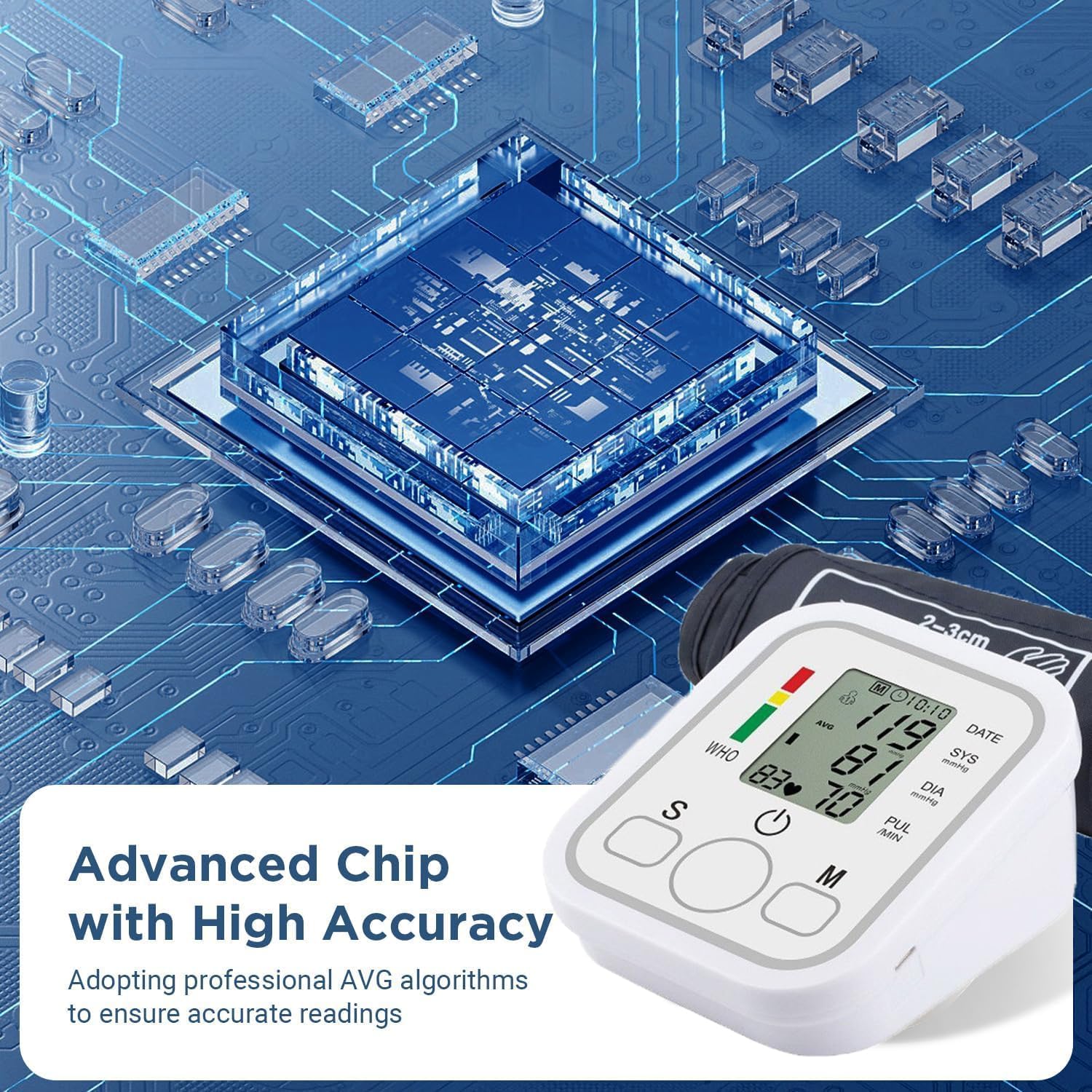 Misuratore di Pressione da Braccio, Misuratore di pressione Arteriosa con Bracciale (22-32cm) Digitale, Apparecchio Automatico per Misurare la Pressione Sanguigna a Casa, facile da usare e preciso