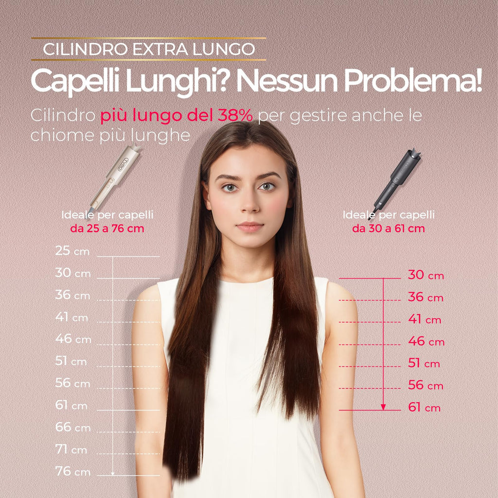 Arricciacapelli Automatico Professionale - Ferro Arricciacapelli Automatico per Grandi Ricci 25mm TYMO Curlpro Plus Beach Waves Piastra Boccoli per Lunghi Capelli Hair Curler Anti-Scaldatura Oro